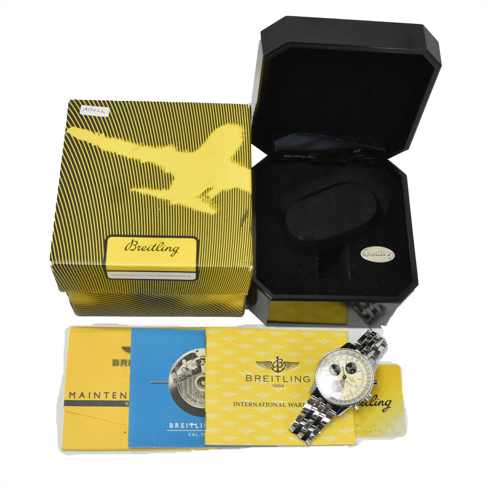 with paper BREITLING Old Navi Timer A13022 Chronograph Silver Dial Automatic Men's
 Watch Q#148589