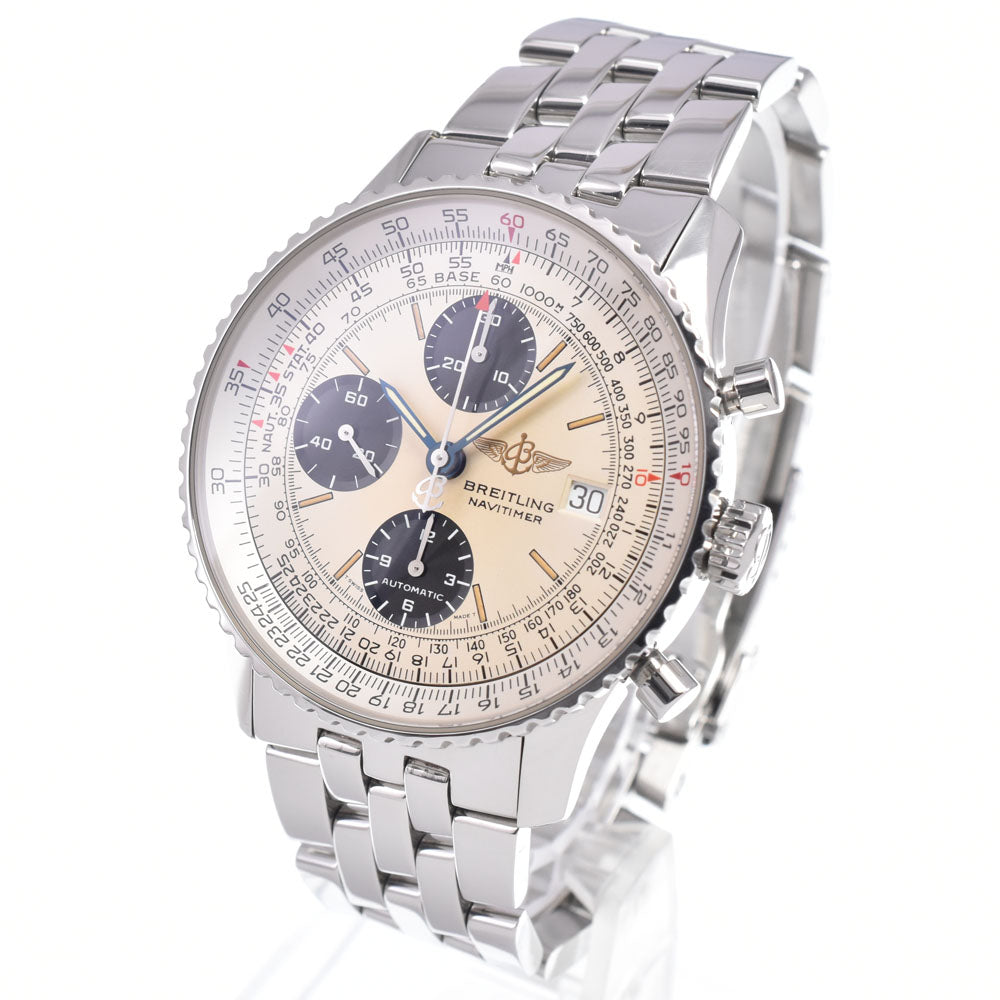 with paper BREITLING Old Navi Timer A13022 Chronograph Silver Dial Automatic Men's
 Watch Q#148589