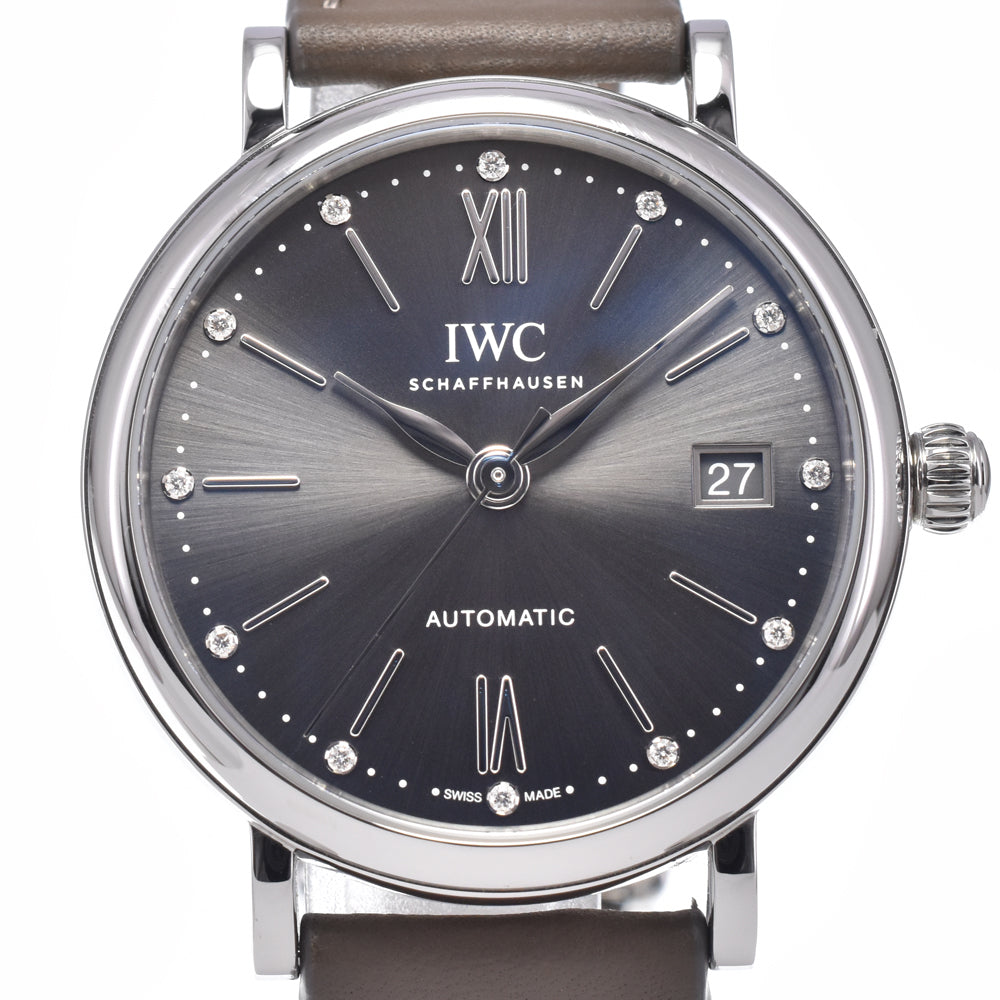 with paper IWC SCHAFFHAUSEN Portofino Automatic 37 IW458603 12P diamond gray Dial Automatic Men's
 Watch M#148592