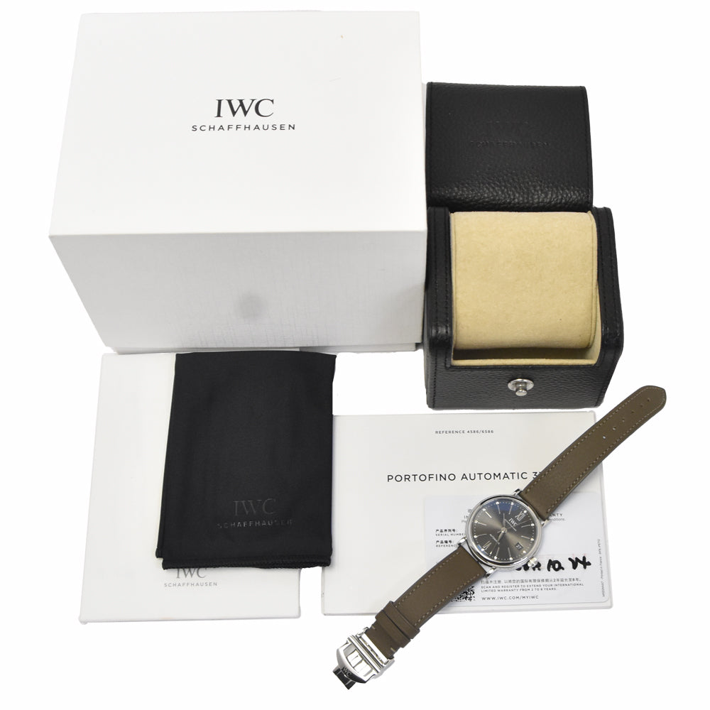 with paper IWC SCHAFFHAUSEN Portofino Automatic 37 IW458603 12P diamond gray Dial Automatic Men's
 Watch M#148592