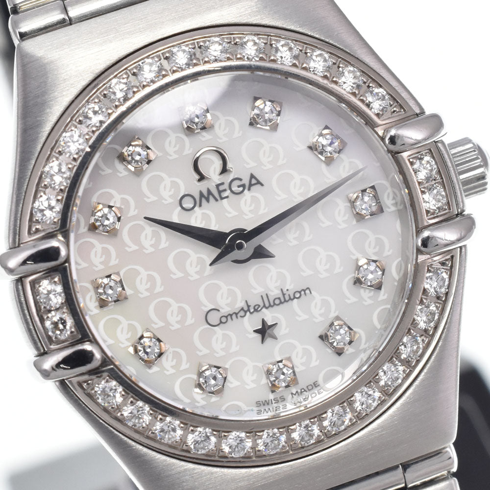 OMEGA Constellation mini bezel diamond 1460.75 12P diamond White shell Dial Quartz Ladies
 Watch N#148607