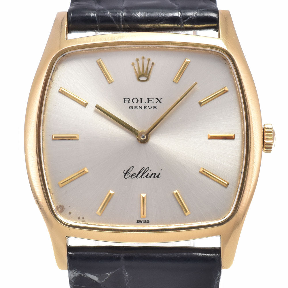 ROLEX Cherini 3805 vintage Cal.1600 K18YG Silver Dial Hand Winding Men's
 Watch Q#148629