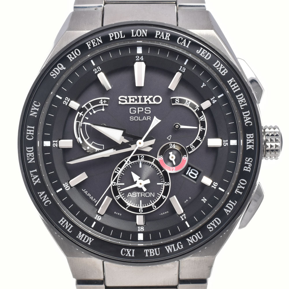 with paper SEIKO Astron SBXB123/8X53-0AV0 Titanium / ceramic black Dial GPS Solar Men's
 Watch M#148653
