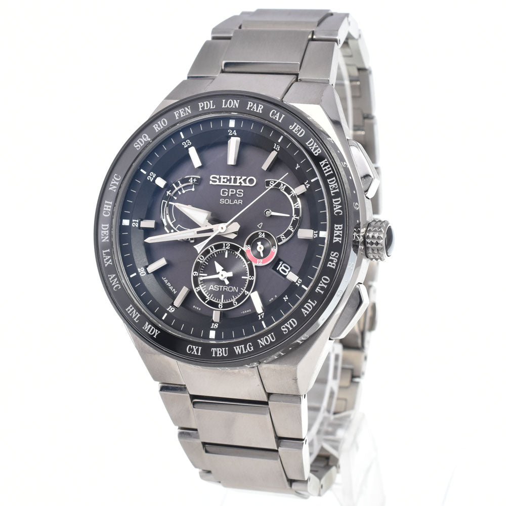 with paper SEIKO Astron SBXB123/8X53-0AV0 Titanium / ceramic black Dial GPS Solar Men's
 Watch M#148653