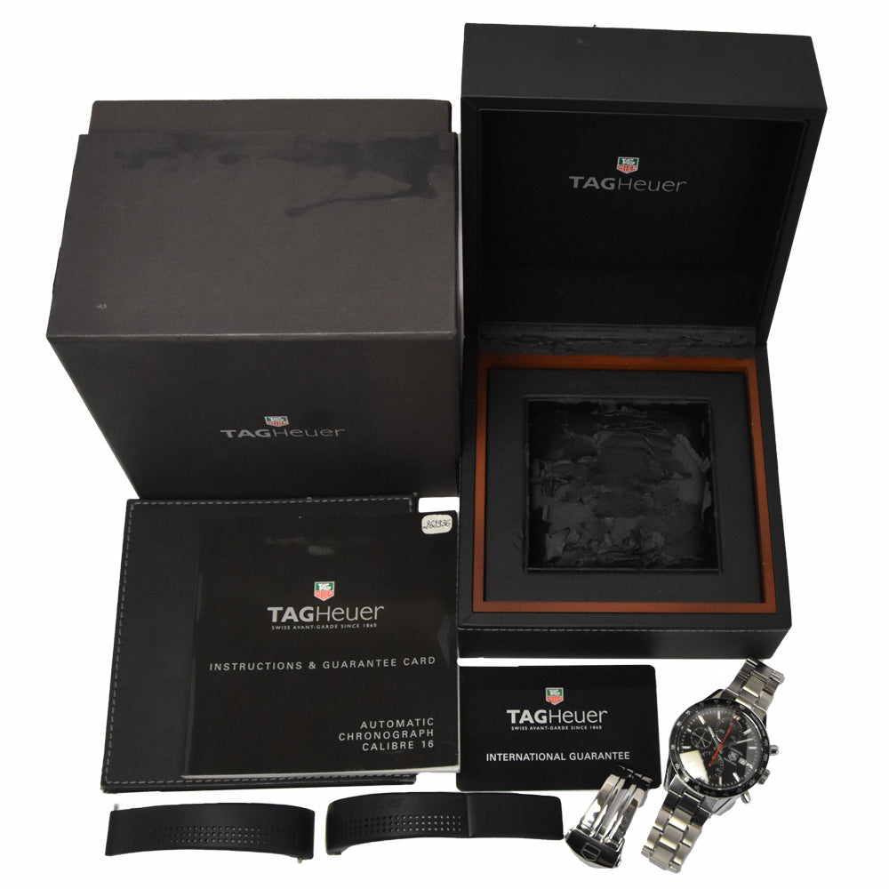 with paper TAG HEUER Carrera CV2014 Tachymeter black Dial Automatic Men's
 Watch N#148656