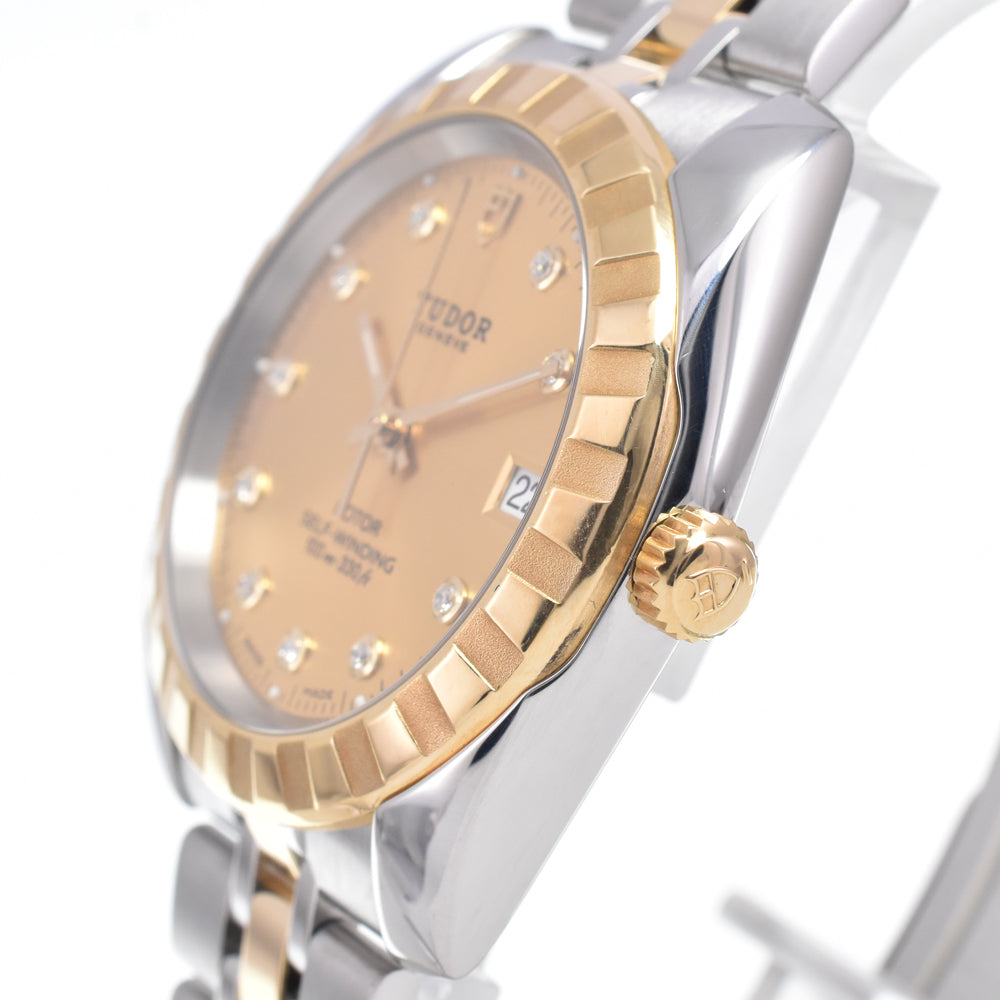 TUDOR Classic Date 21013 Stainless Steel/Yellow Gold 10P Diamonds gold Dial Automatic Men's
 Watch N#148665