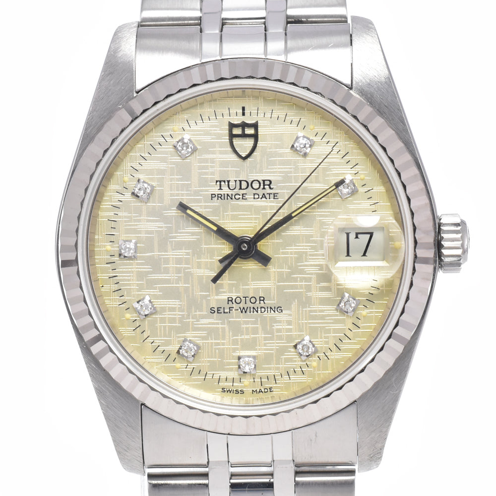 with paper TUDOR Prince Date 74034 WG Bezel 10P Diamonds Silver Dial Automatic Men's
 Watch O#148666