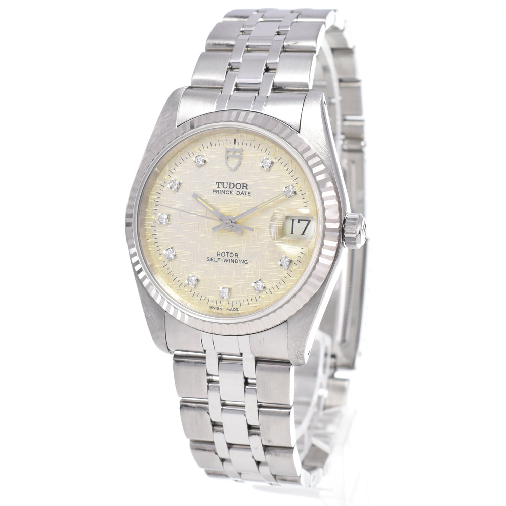 with paper TUDOR Prince Date 74034 WG Bezel 10P Diamonds Silver Dial Automatic Men's
 Watch O#148666