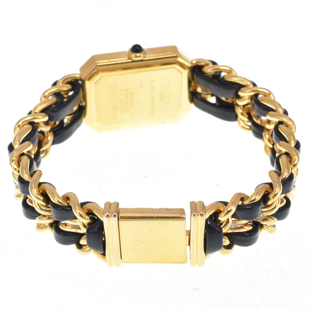 CHANEL Premiere L H0001 Gold Plated / Leather black Dial Quartz Ladies
 Watch N#148673