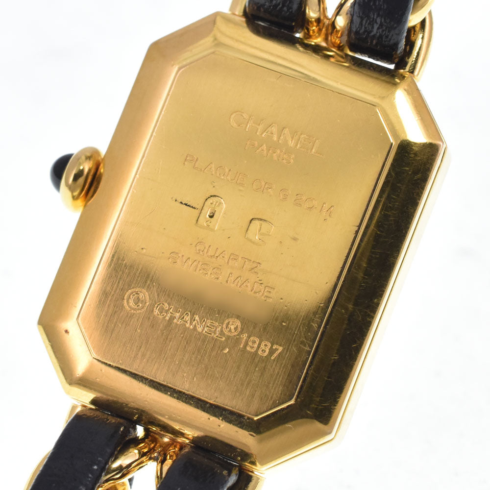 CHANEL Premiere L H0001 Gold Plated / Leather black Dial Quartz Ladies
 Watch N#148673