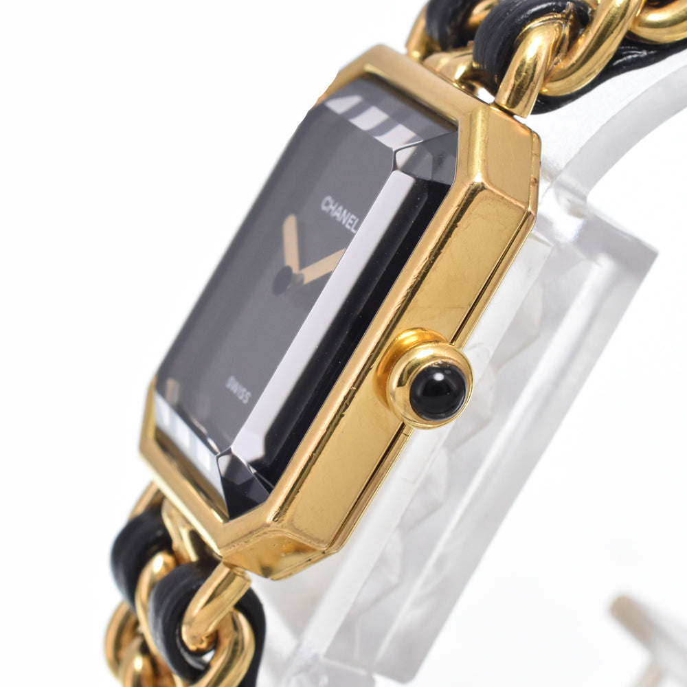 CHANEL Premiere L Gold Plated / Leather black Dial Quartz Ladies
 Watch N#148677