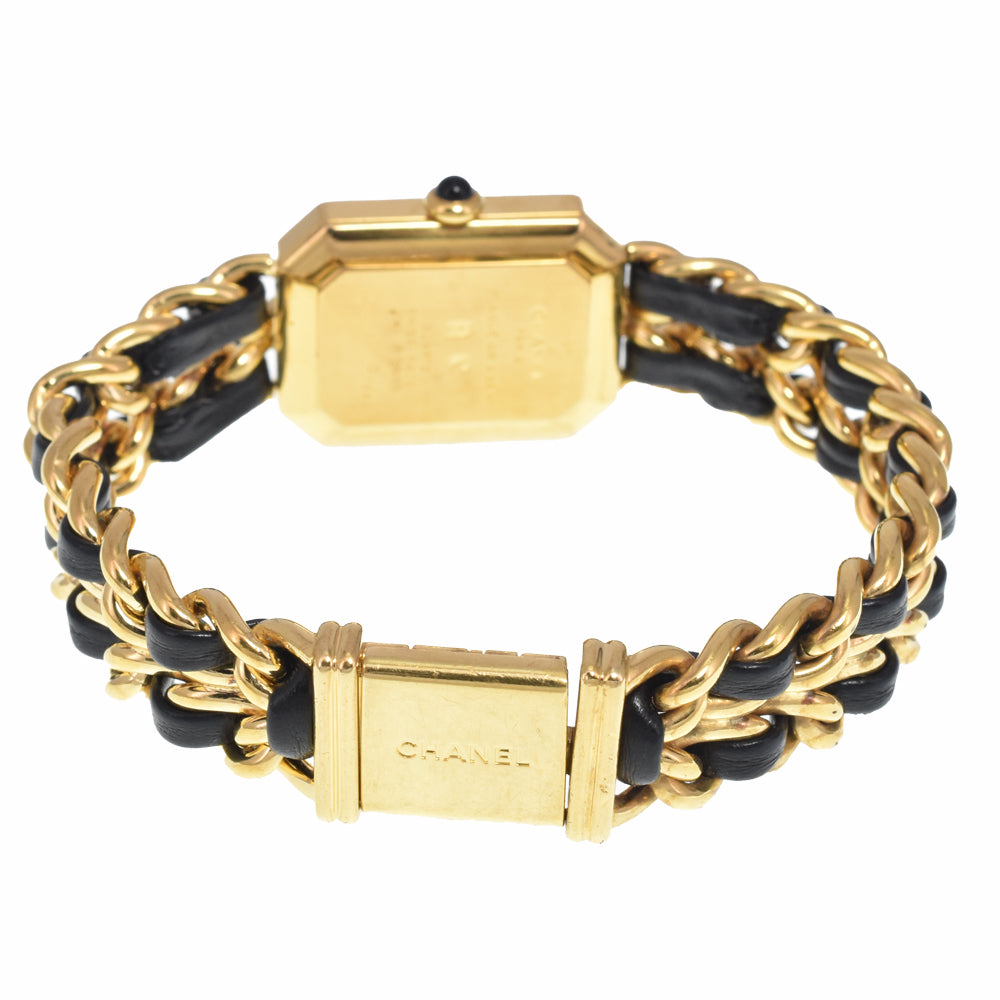 CHANEL Premiere L Gold Plated / Leather black Dial Quartz Ladies
 Watch N#148677