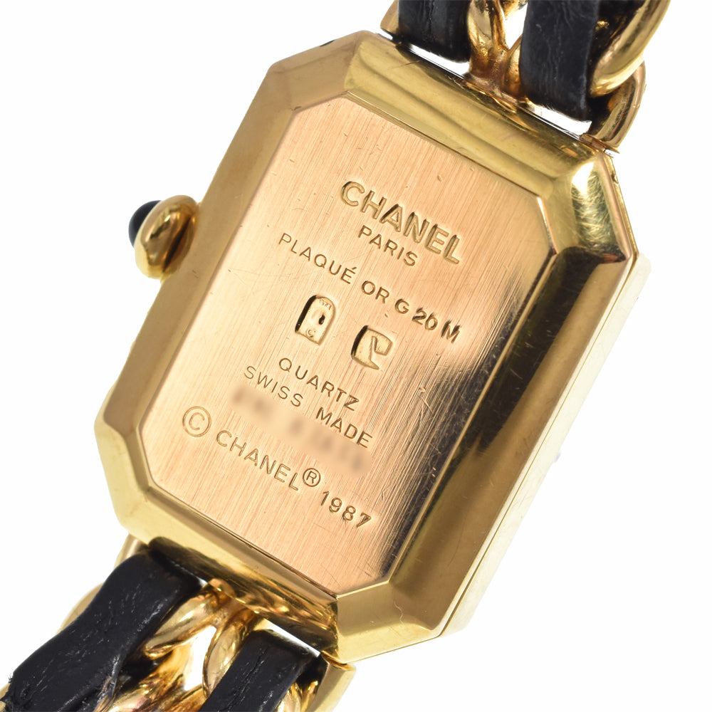 CHANEL Premiere L Gold Plated / Leather black Dial Quartz Ladies
 Watch N#148677