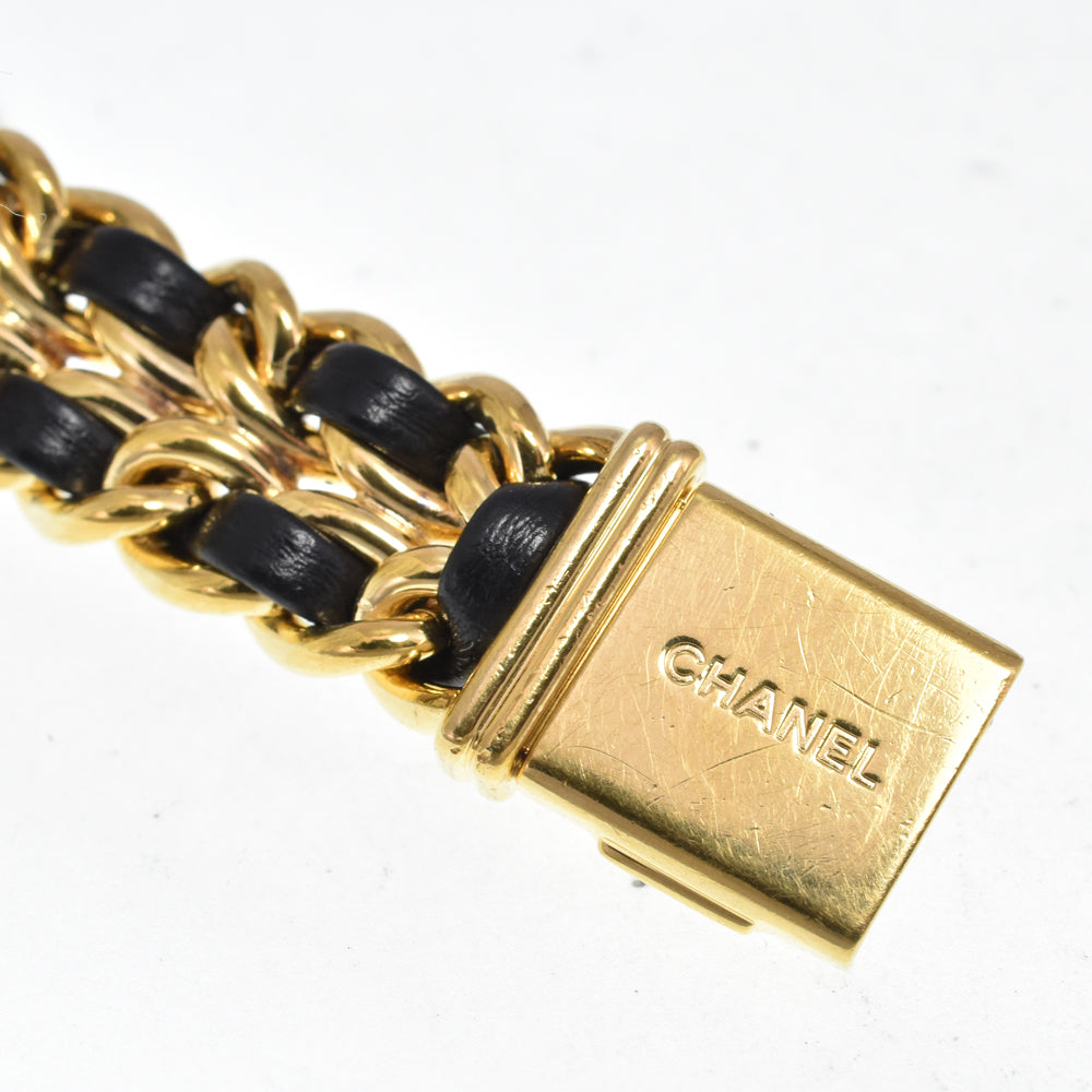CHANEL Premiere L Gold Plated / Leather black Dial Quartz Ladies
 Watch N#148677