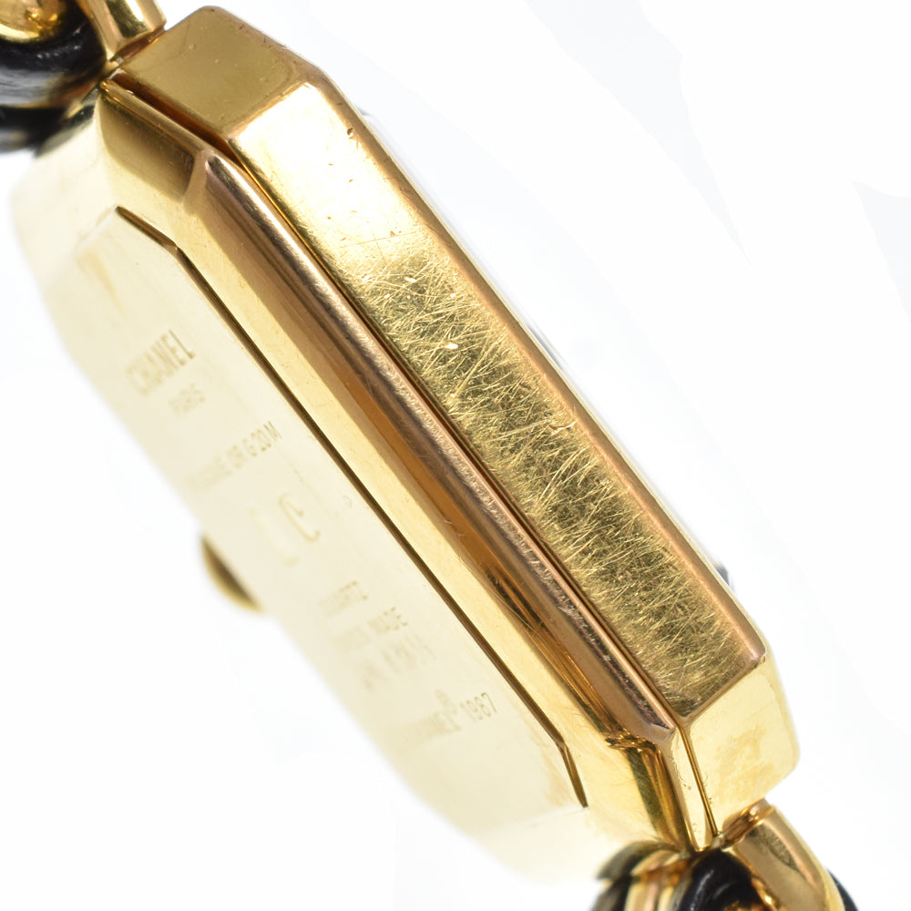 CHANEL Premiere L Gold Plated / Leather black Dial Quartz Ladies
 Watch N#148677