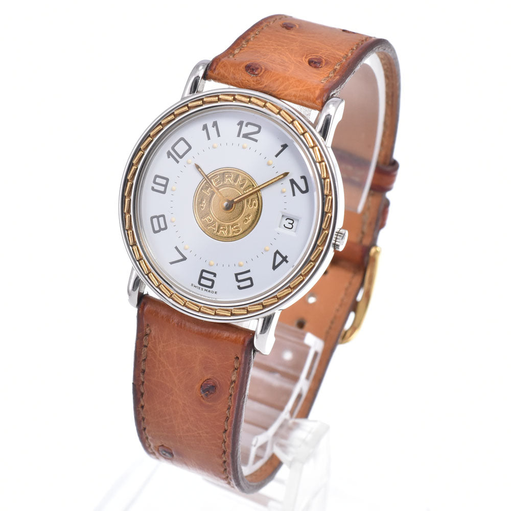 with paper HERMES Serie Date White gold Dial Quartz Men's
 Watch O#148695