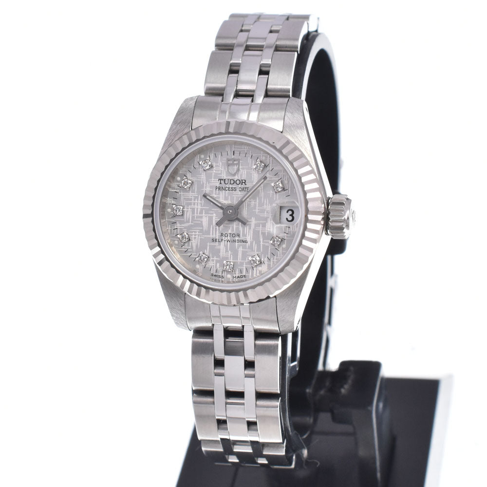 TUDOR Princess date 92514 WG bezel 10P diamonds Silver Dial Automatic Ladies
 Watch N#148703