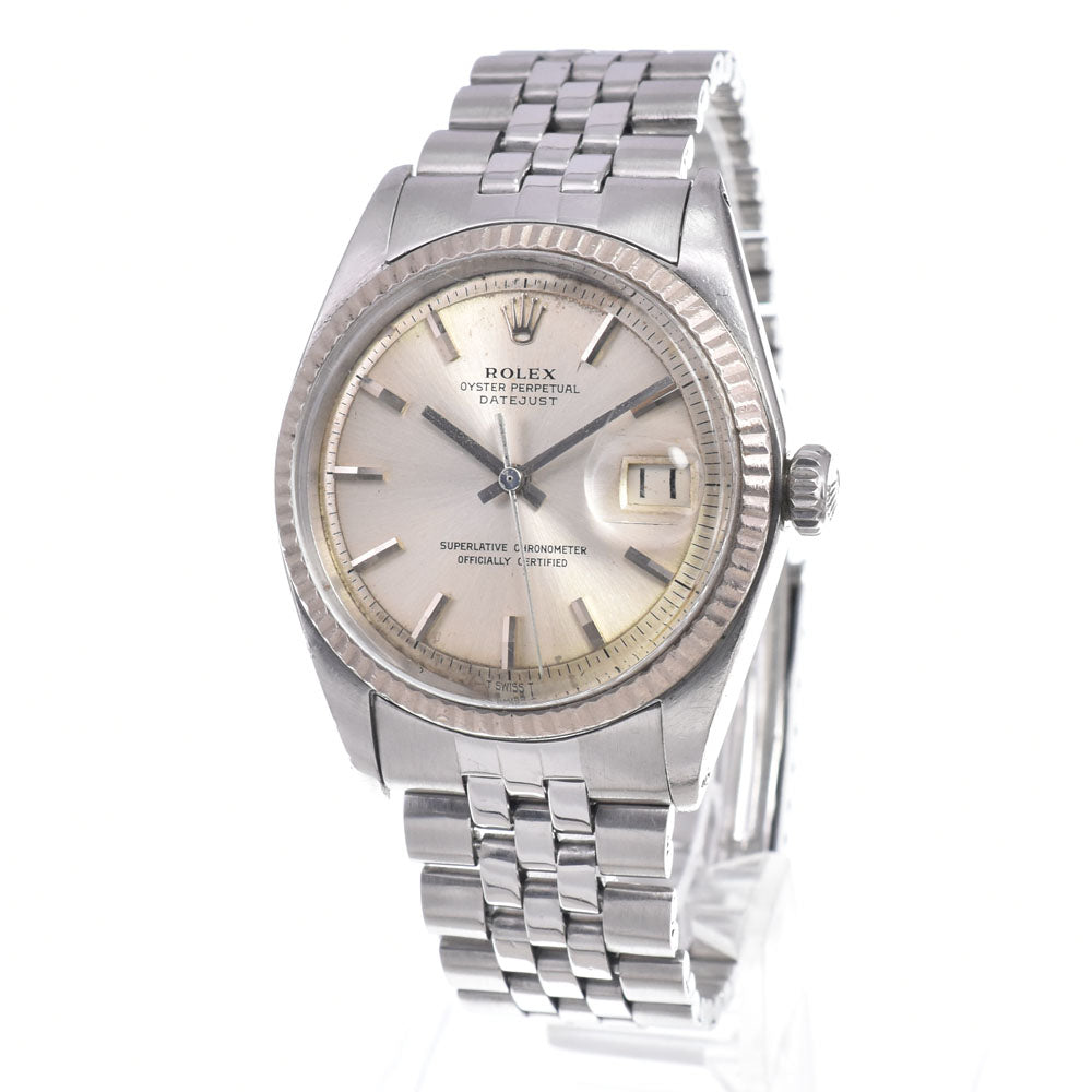 ROLEX DATEJUST 1601 vintage Cal.1570 Snow White WG Bezel Silver Dial Automatic Men's
 Watch B#148759