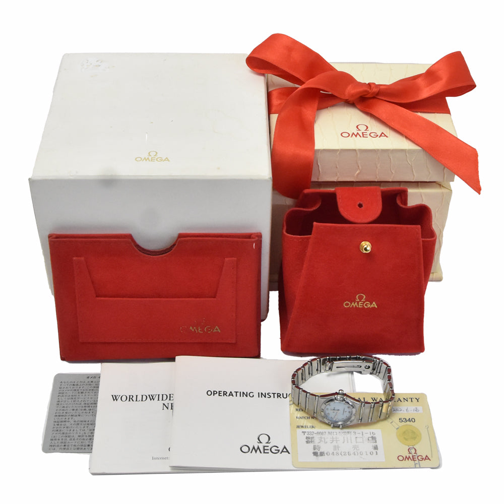 with paper OMEGA Constellation Mini 1567.86 diamond Light blue shell Dial Quartz Ladies
 Watch B#148818