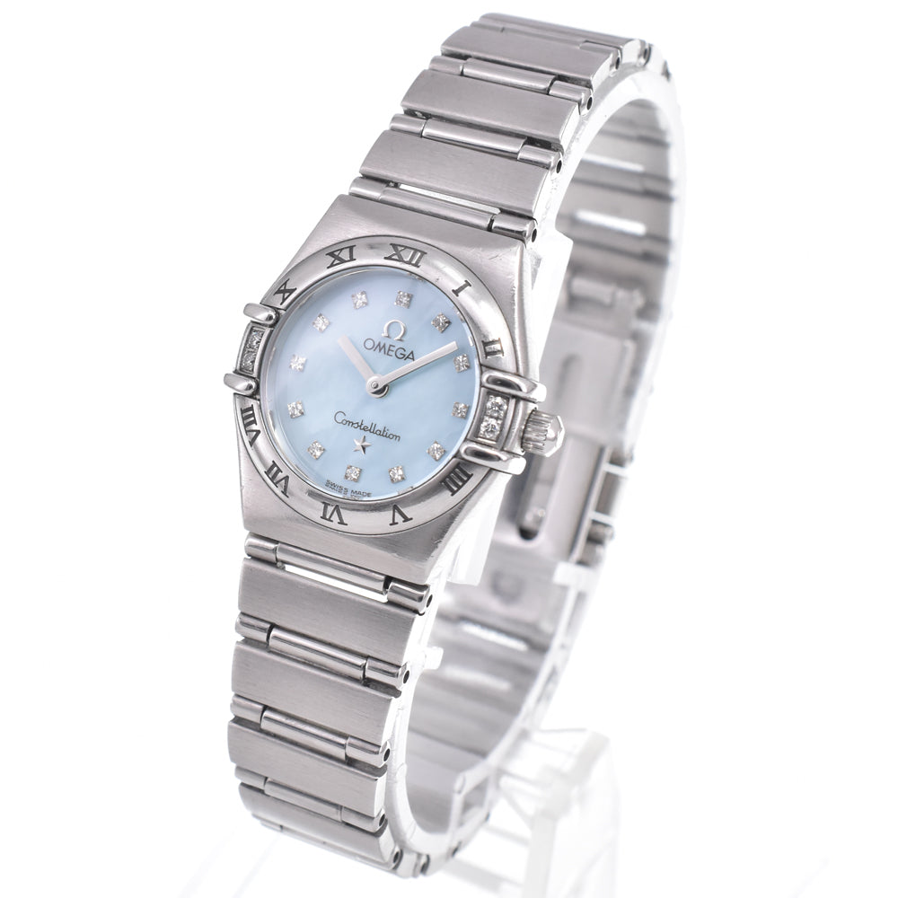 with paper OMEGA Constellation Mini 1567.86 diamond Light blue shell Dial Quartz Ladies
 Watch B#148818