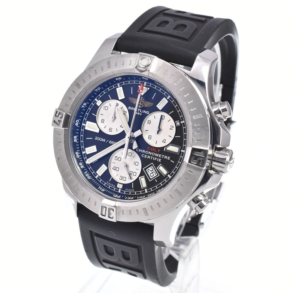 with paper BREITLING Colt A73388 Chronograph Date black Dial Quartz Men's
 Watch O#148832