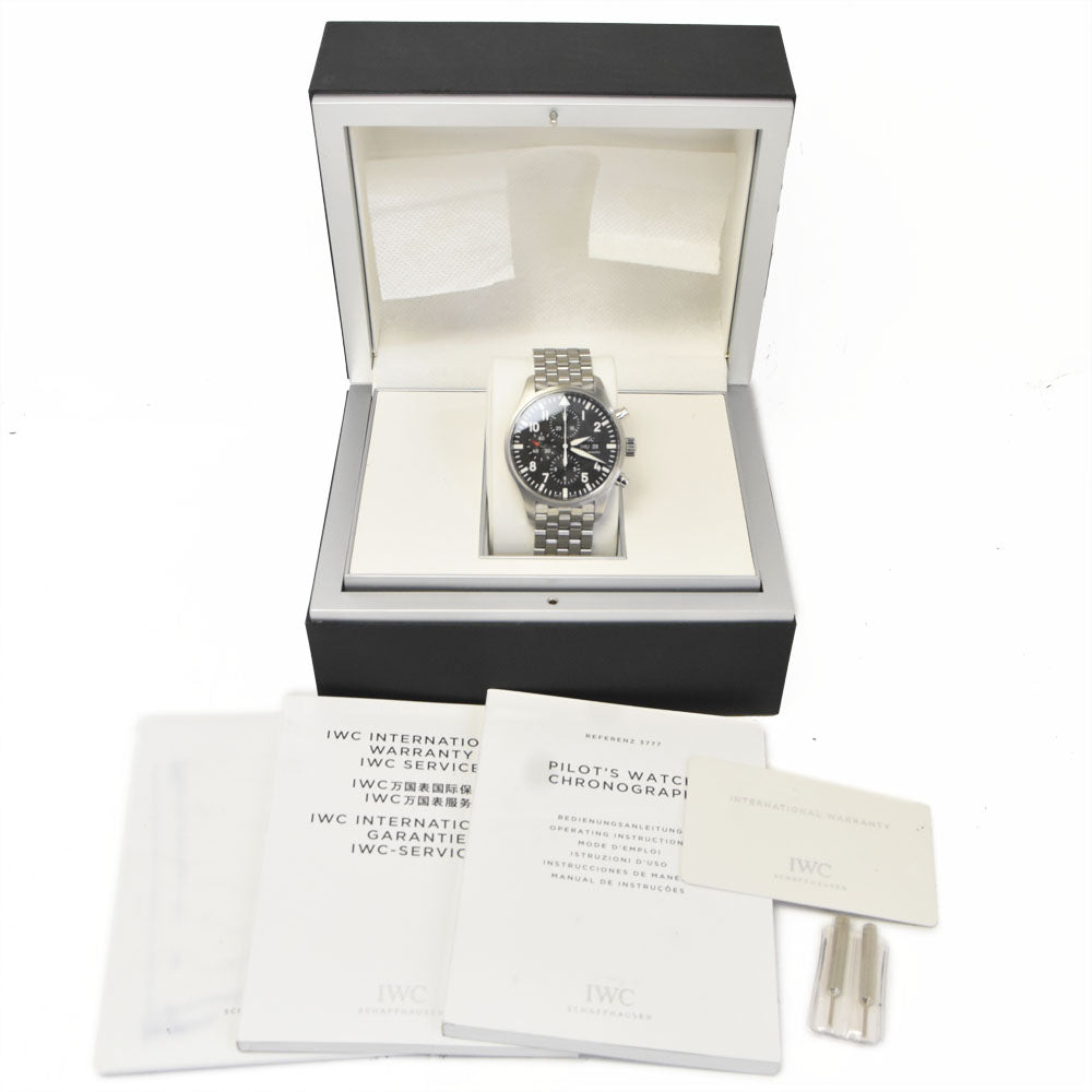with paper IWC SCHAFFHAUSEN Pilot watch IW377710 Chronograph black Dial Automatic Men's
 Watch O#148834