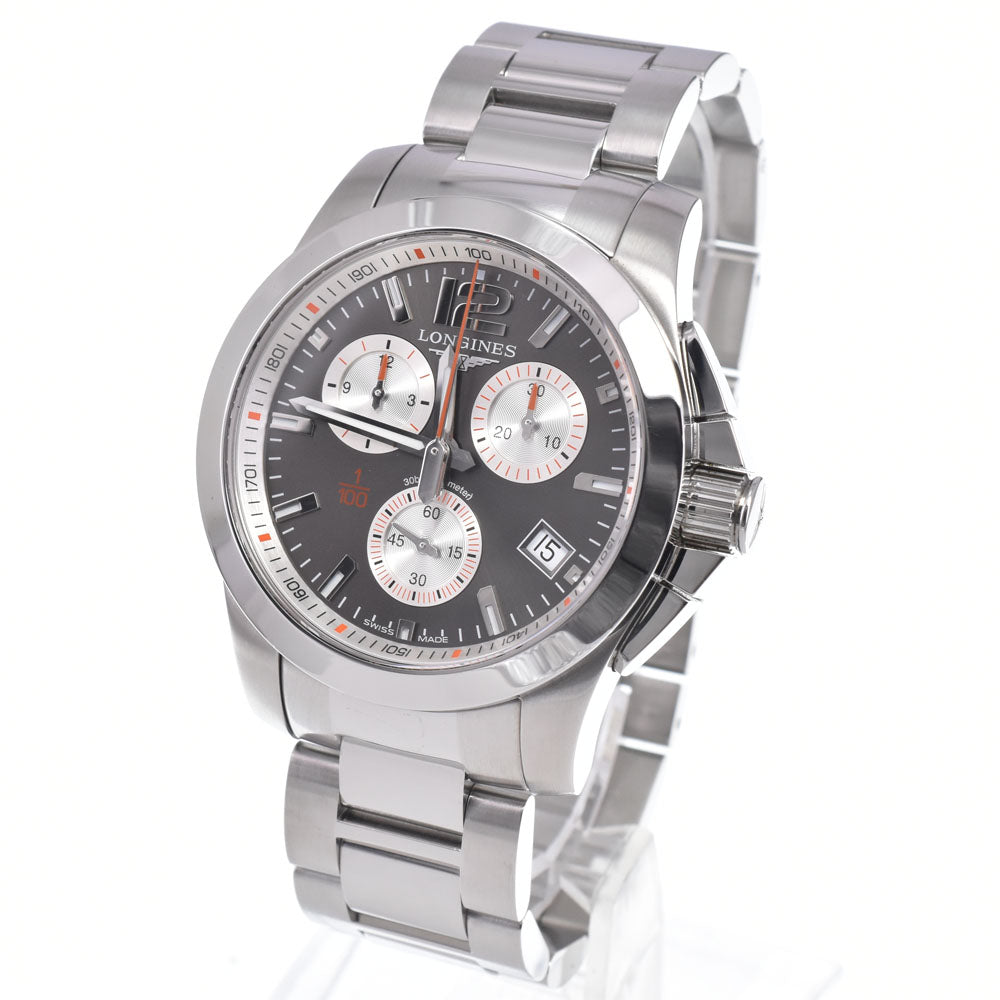 with paper LONGINES Conquest Roland Garros L3.700.4.79.6 Chronograph Date gray Dial Quartz Men's
 Watch Q#148842