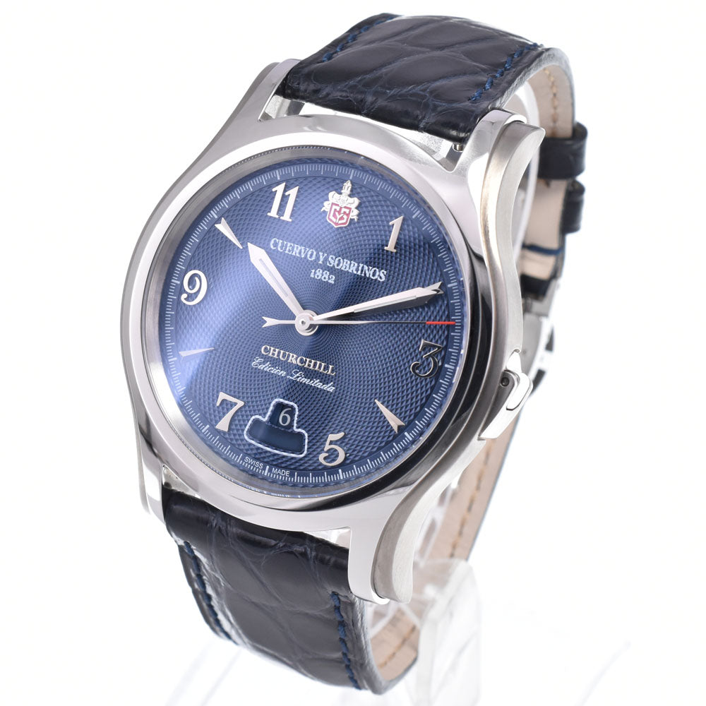 with paper CUERVO Y SOBRINOS Robust Churchill, Sir Winston 2810-1SW World Limited 100 gray Dial Automatic Men's
 Watch O#148845
