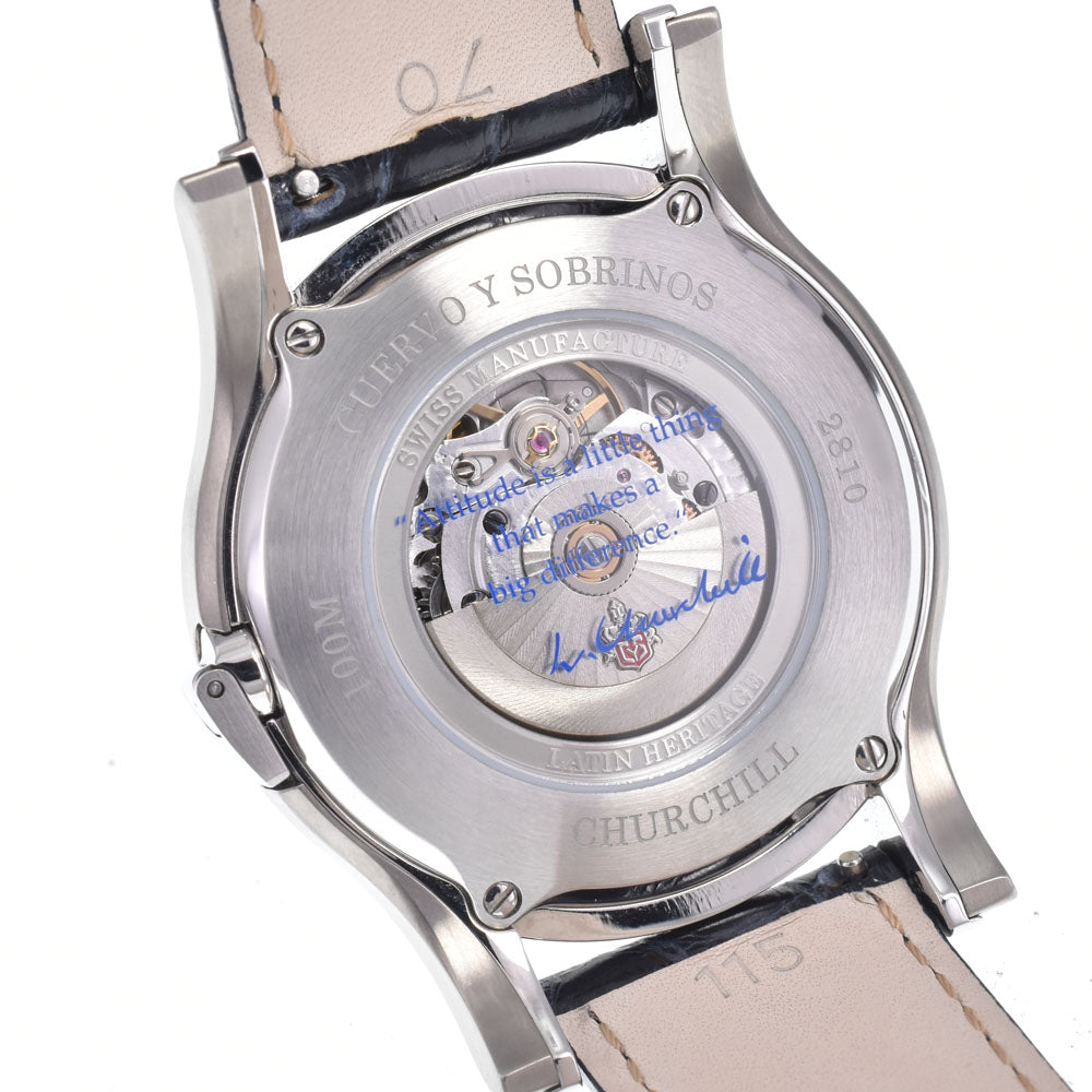 with paper CUERVO Y SOBRINOS Robust Churchill, Sir Winston 2810-1SW World Limited 100 gray Dial Automatic Men's
 Watch O#148845