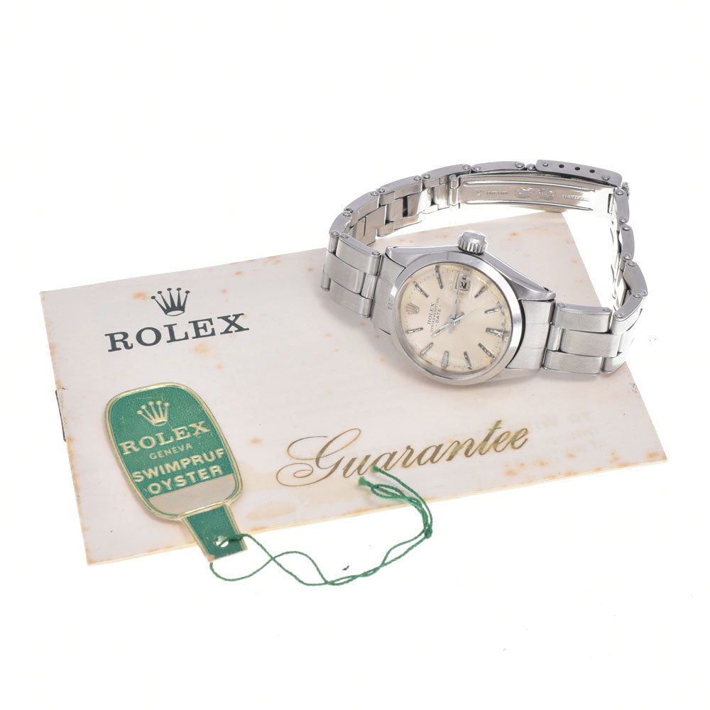 with paper ROLEX Oyster Perpetual Date 6516 vintage Cal.1161 Silver Dial Automatic Ladies
 Watch O#148847