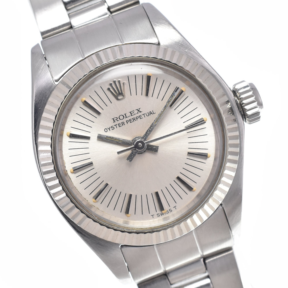 ROLEX Oyster perpetual 6719/4 vintage Cal.2030 Long Memory Silver Dial Automatic Ladies
 Watch O#148850