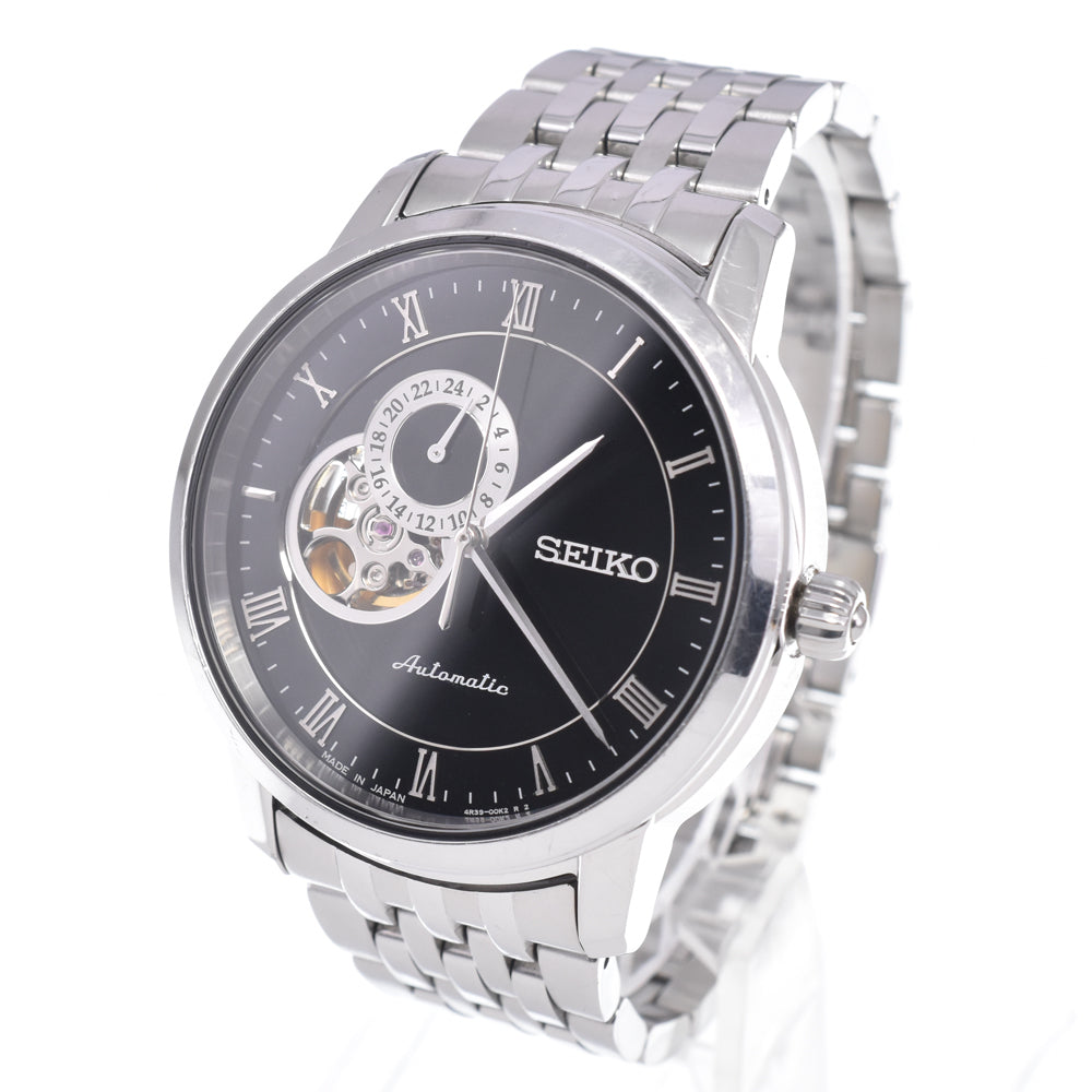 SEIKO Pureza 4R39-00M0 see-through back black Dial Automatic Men's
 Watch E#148854