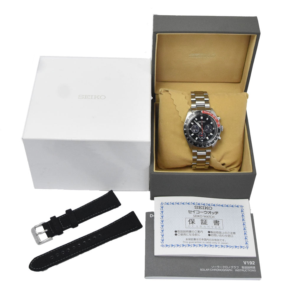 with paper SEIKO Prospex Speed Timer SBDL099/V192-0AH0 Chronograph black Dial Solar Men's
 Watch O#148857