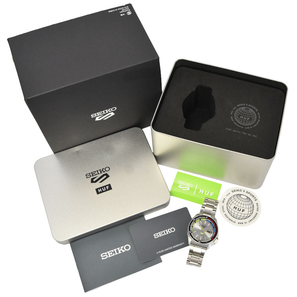 with paper SEIKO 5 sports SBSA279/4R36-16J0 HUF Collaboration Limited Edition gray Dial Automatic Men's
 Watch O#148863