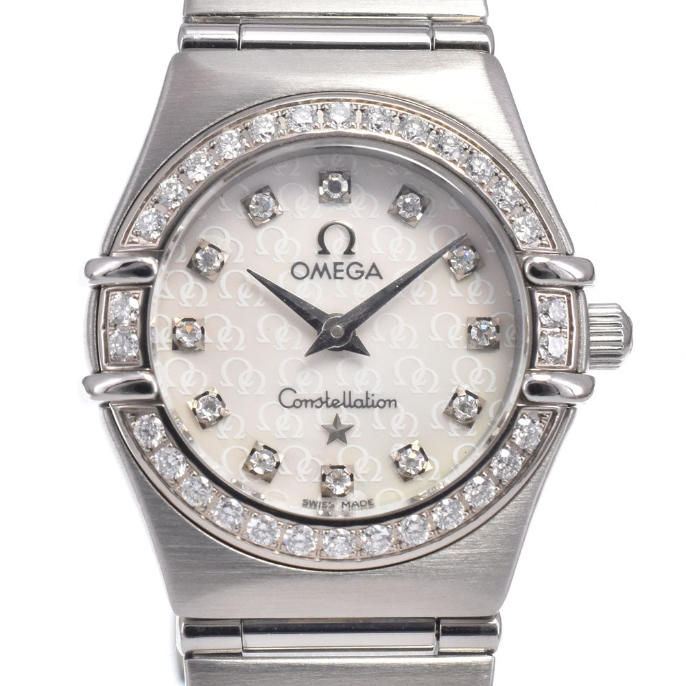 with paper OMEGA Constellation mini bezel diamond 1460.75 12P diamond White shell Dial Quartz Ladies
 Watch O#148887