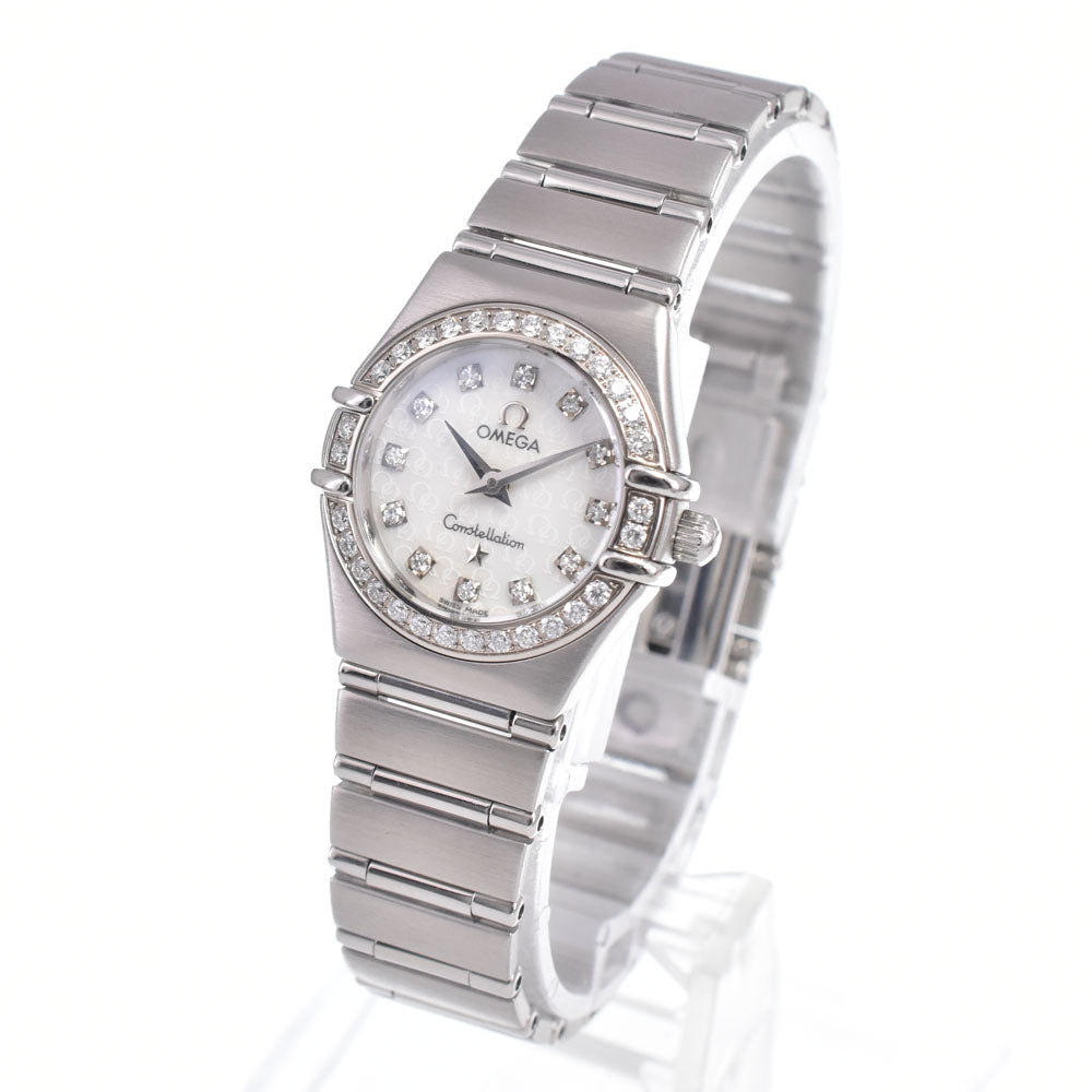 with paper OMEGA Constellation mini bezel diamond 1460.75 12P diamond White shell Dial Quartz Ladies
 Watch O#148887