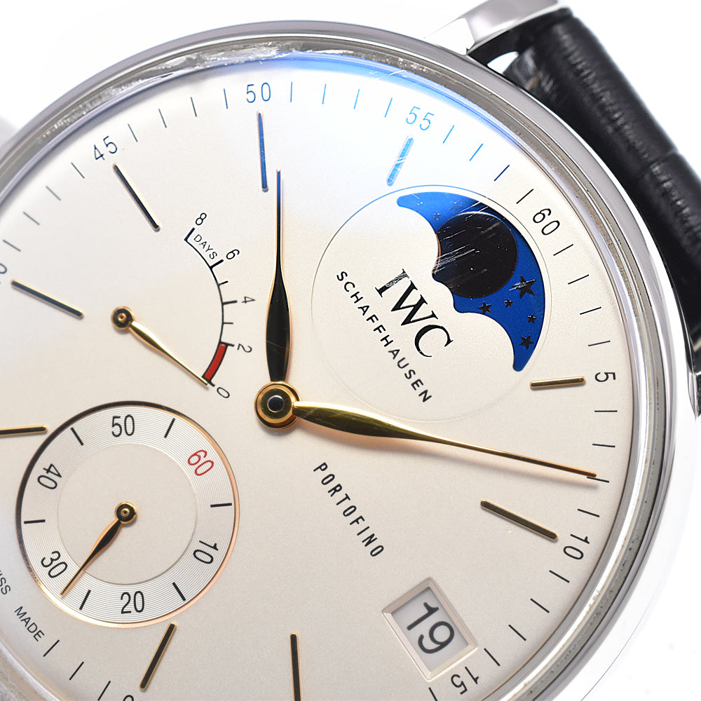 IWC SCHAFFHAUSEN Portofino Hand-Wound IW516401 Power reserve moon phase Silver Dial Hand Winding Men's
 Watch P#148900