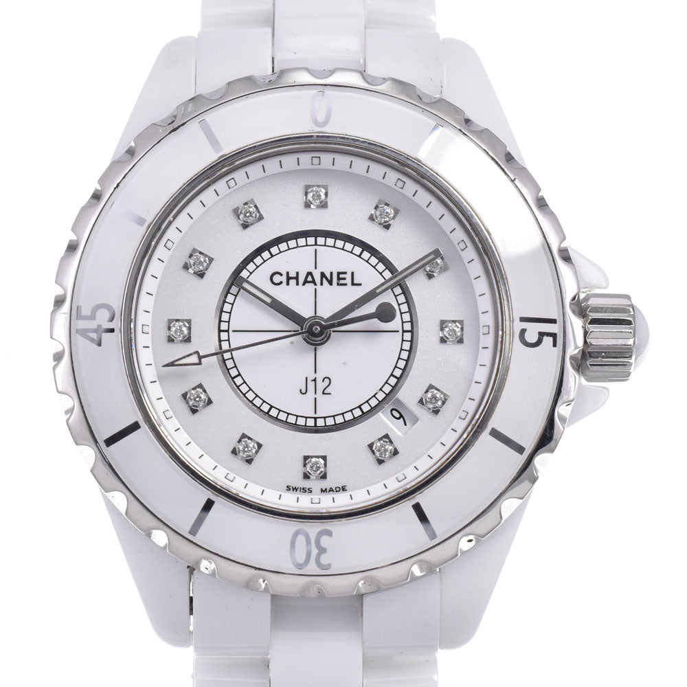 CHANEL J12 H1628 White ceramic with 12 diamonds white Dial Quartz Ladies
 Watch Q#148901