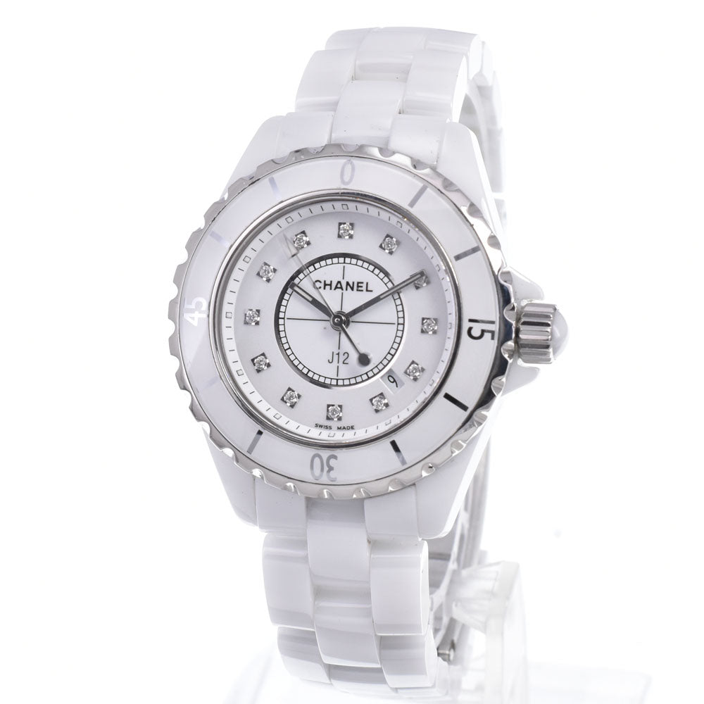 CHANEL J12 H1628 White ceramic with 12 diamonds white Dial Quartz Ladies
 Watch Q#148901