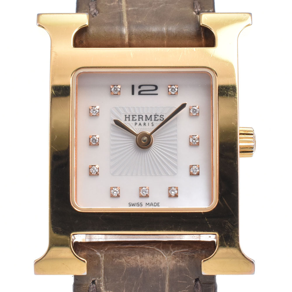 with paper HERMES H watch HH1.202 White shell Dial Quartz Ladies
 Watch O#148905