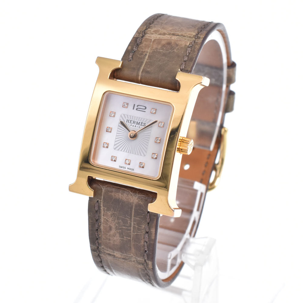 with paper HERMES H watch HH1.202 White shell Dial Quartz Ladies
 Watch O#148905