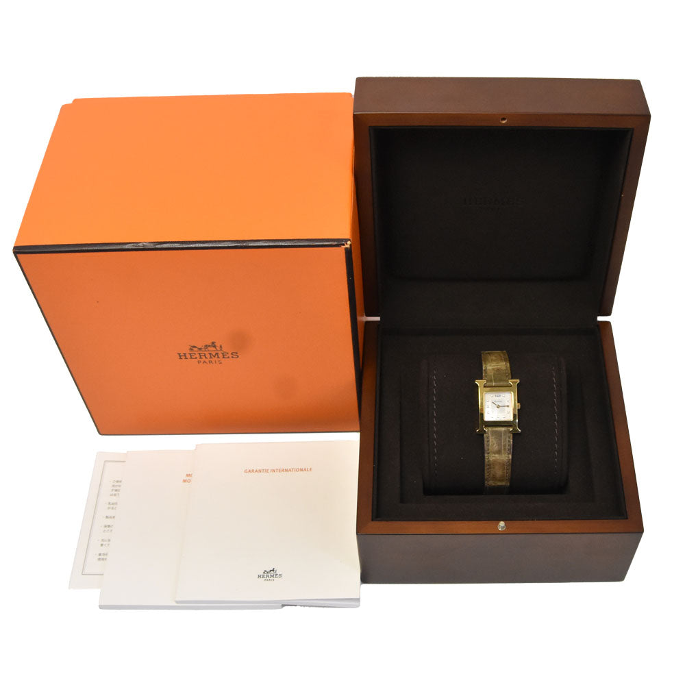with paper HERMES H watch HH1.202 White shell Dial Quartz Ladies
 Watch O#148905
