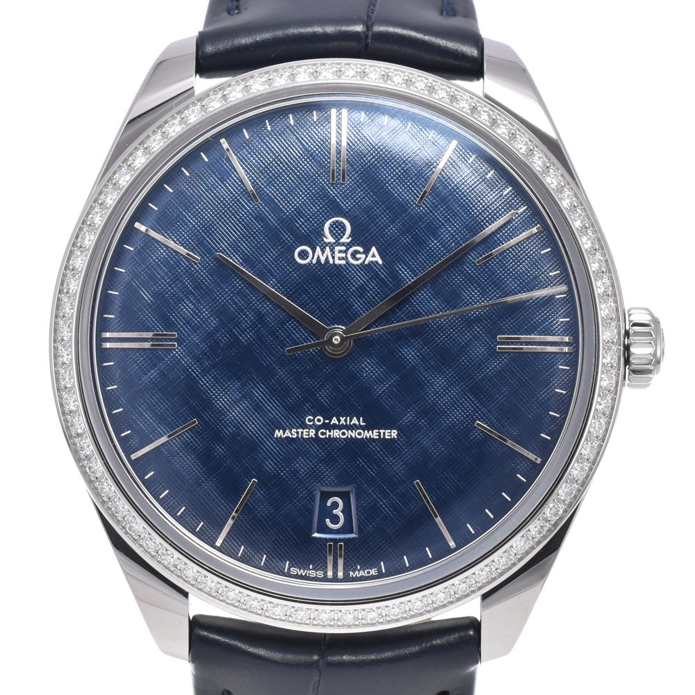 with paper OMEGA De Ville Tresor 435.18.40.21.03.00﻿1 Diamond Bezel Navy Dial Hand Winding Men's
 Watch O#148917