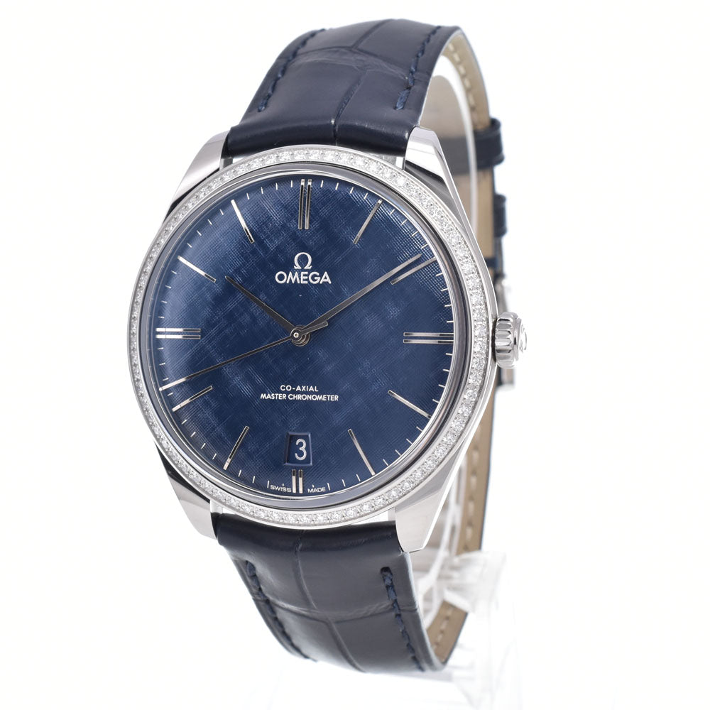 with paper OMEGA De Ville Tresor 435.18.40.21.03.00﻿1 Diamond Bezel Navy Dial Hand Winding Men's
 Watch O#148917
