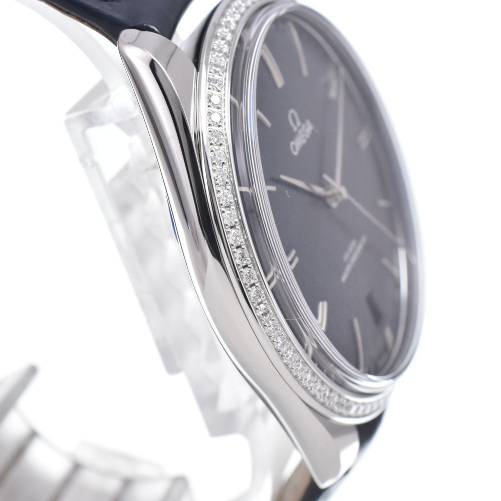 with paper OMEGA De Ville Tresor 435.18.40.21.03.00﻿1 Diamond Bezel Navy Dial Hand Winding Men's
 Watch O#148917