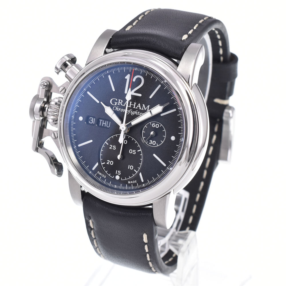 with paper GRAHAM Chrono Fighter Vintage 2CVAS.B02A Chronograph day date black Dial Automatic Men's
 Watch O#148924