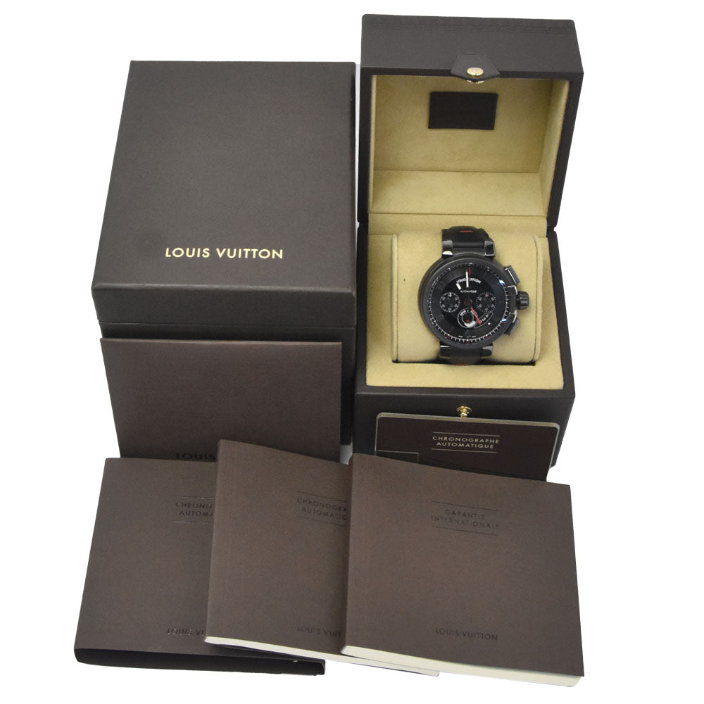 with paper LOUIS VUITTON Tambour Evolution Q1058 GMT chronograph black Dial Automatic Men's
 Watch O#148926