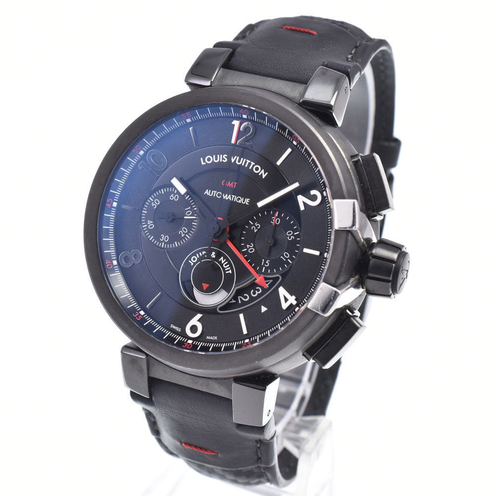 with paper LOUIS VUITTON Tambour Evolution Q1058 GMT chronograph black Dial Automatic Men's
 Watch O#148926