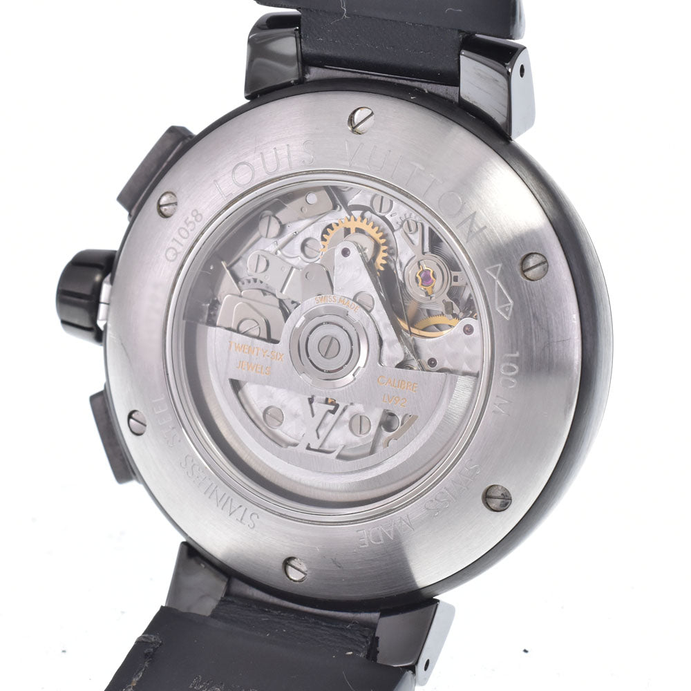 with paper LOUIS VUITTON Tambour Evolution Q1058 GMT chronograph black Dial Automatic Men's
 Watch O#148926