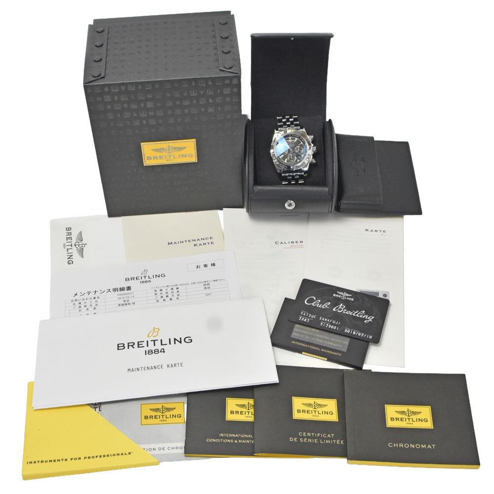 with paper BREITLING Chrono mat 44 AB01114K/BD88 Japan Limited 400 black Dial Automatic Men's
 Watch R#148929